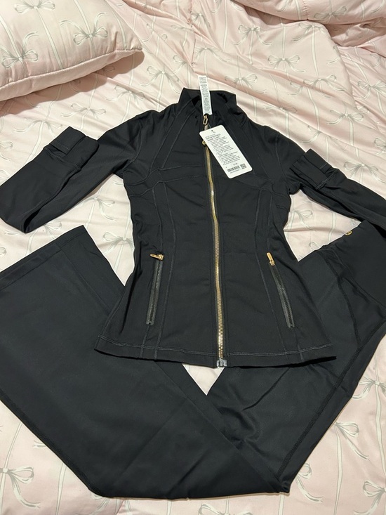 lululemon athletica Pants - lululemon athletica Black Zip-Front Active Jacket & Pants Set with Gold Zipper